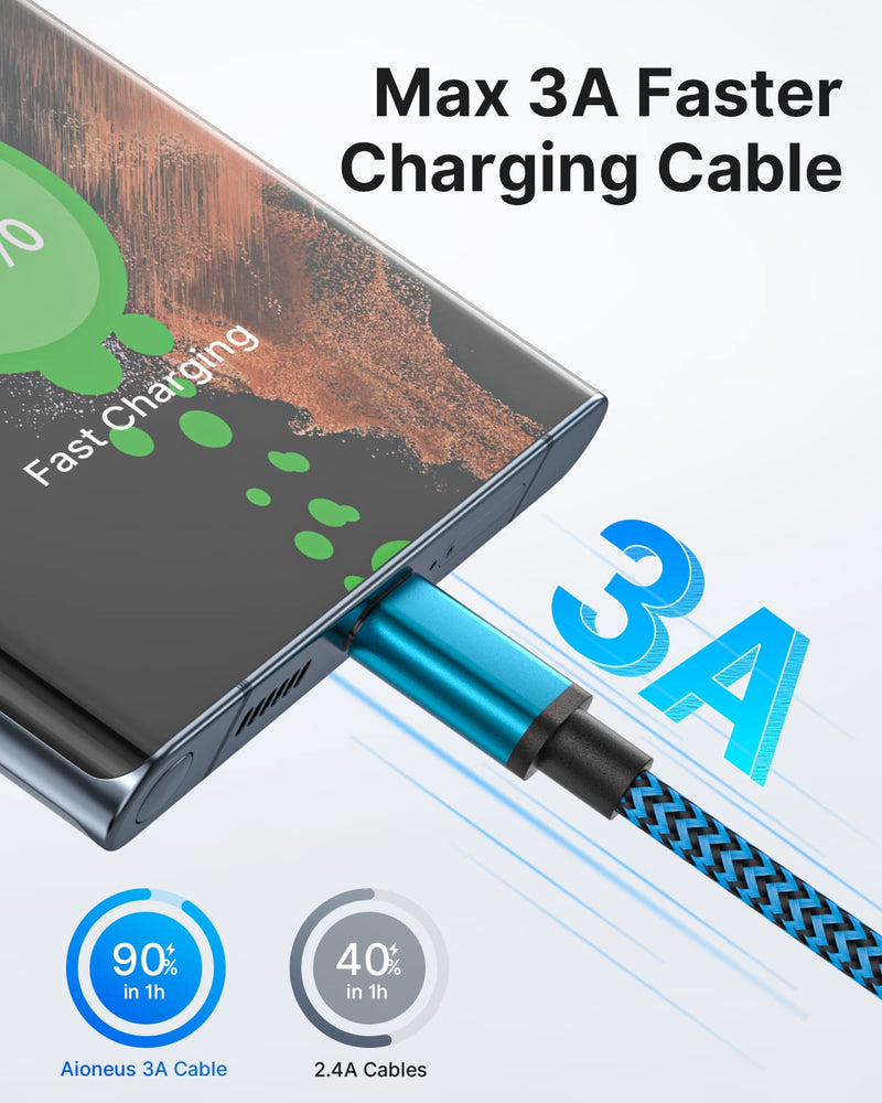 [Australia - AusPower] - USB C Cable 3A Fast Charge 4Pack 2/3/5/6 FT, USB A to USB C Charger Cord, USB Type C Fast Charging Cable for Samsung Galaxy S22 S21 S20 S10 S9 A10e A12 A13 A20 A21 A32 A40 A50 A51 A71, Moto, LG, Pixel Multicolored 