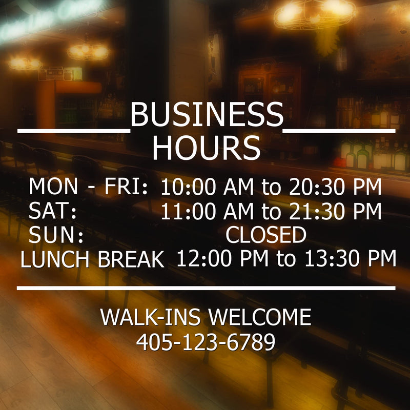 [Australia - AusPower] - LOKAUS Professional Business Hours Sign Sticker Kit, Large Size Do It Yourself Hours Sign for Business, No Background Hour Customisable White Glass Window Sticker for Operation Sign, Outside Store Hours Vinyl Window Stickers. 