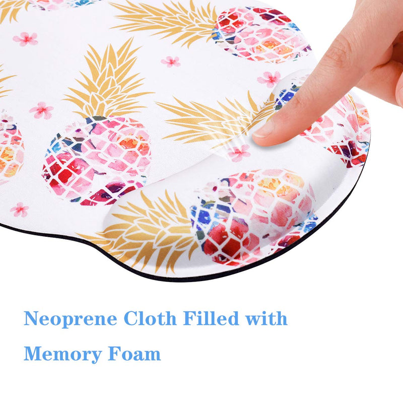[Australia - AusPower] - Ergonomic Mouse Pad with Wrist Support, WAVEYU Cute Design Mouse Pad for Women Non-Slip Rubber Base Mousepad for Desk Laptop Gaming Working Computers Laptop Easy Typing & Pain Relief, Pink Pineapple 