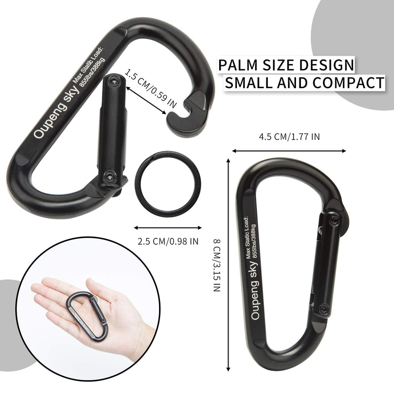 [Australia - AusPower] - Carabiner Clip, 4 Pack, 855lbs，3" Heavy Duty Caribeaners for Hammocks, Camping Accessories, Hiking, Keychains，Outdoors and Gym etc, Small Carabiners for Dog Leash, Harness and Key Ring, Black 