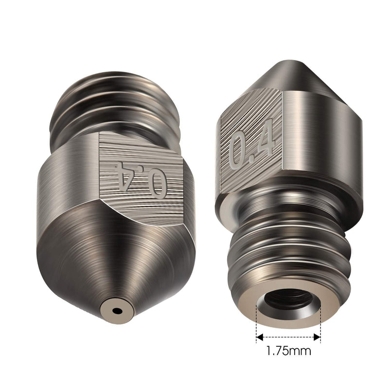 [Australia - AusPower] - Hardened Steel Nozzle 0.4 mm/ 1.75 mm 3D Printer MK8 Nozzles Tool High Temperature Wear Resistant Compatible with Makerbot, Creality CR-10 All Metal Hotend, Ender 3/ Ender3 pro, Prusa i3 (5 Pieces) 5 