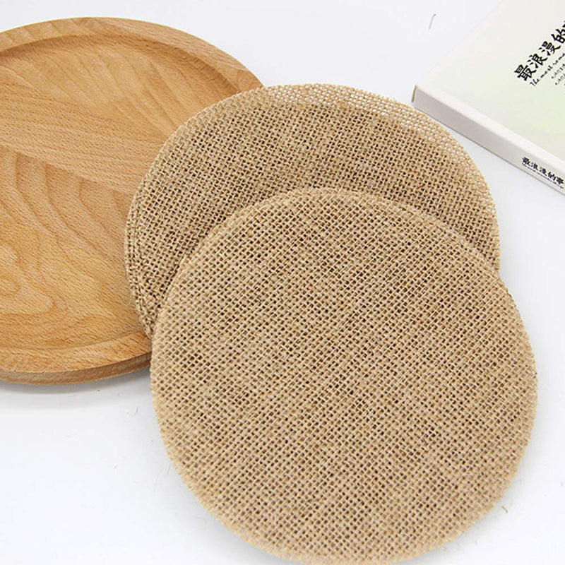 [Australia - AusPower] - 12Pcs Rustic Burlap Linen Doilies Mat Round Placemats Cup Mat Coaster Table Decorations for Wedding Holiday Home Party Dining Table, 6 Iinches 