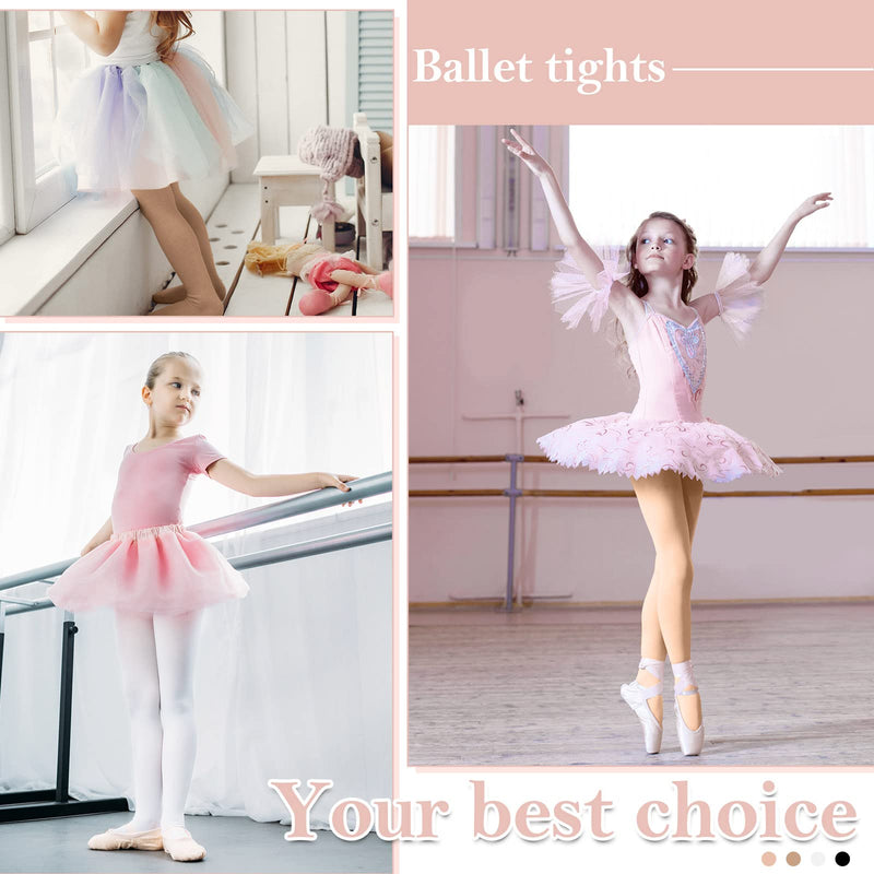 [Australia - AusPower] - 8 Pairs Girls Ballet Tights Soft Dance Tights for Toddler Convertible Footless Tights with Hole Tights, 4 Colors 6-9 Years 