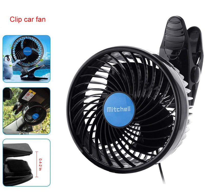 [Australia - AusPower] - Alagoo 12V 6''Car Cooling Fan Automobile Vehicle Clip Fan Powerful Quiet Ventilation Electric Car Fans with Adjustable Clip & Cigarette Lighter Plug for Car/Vehicle 