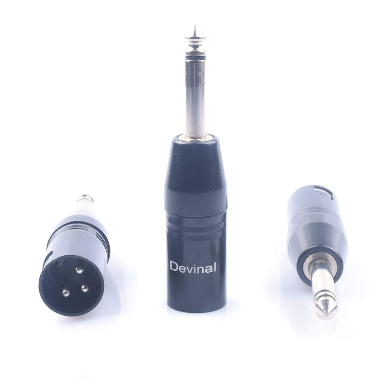 [Australia - AusPower] - XLR Male to 1/4" Adapter - Devinal Upgrade 6.35mm Mono to XLR Gender Changer, Quarter Inch TS to 3 PIN XLR Converter Audio Coupler Connector Metal Construction Mic Jack Plug (3 Pack) 3 Pack Adapter 