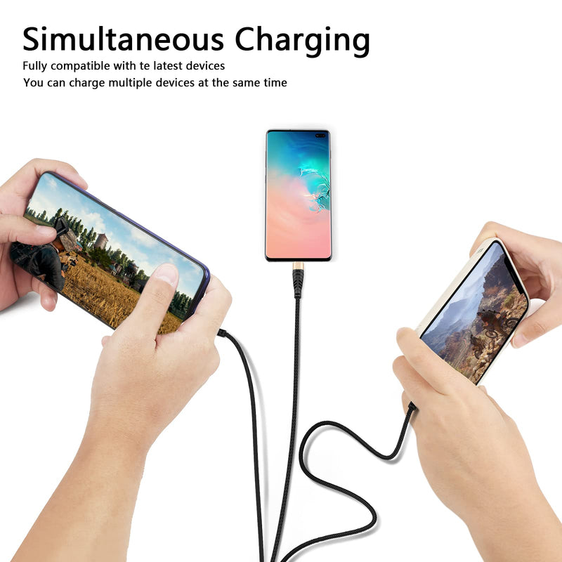 [Australia - AusPower] - Multi Charging Cable, [2Pack 4FT 3A] 3 in 1 Charging Cable Multiple USB Cord Nylon Braided Fast Charger for IP/Type-C/Micro-USB Compatible with Most Cell Phones/Tablets/Samsung Galaxy/Pixel and More 2Pack-4FT Gold 