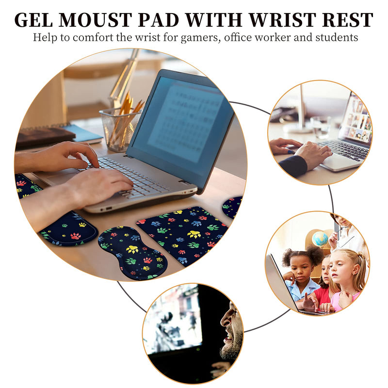 [Australia - AusPower] - Keyboard Wrist Rest + Mouse Pad + Mouse Wrist Support Cushion + Coffe Coaster Set (4Pcs),Memory Foam,Ergonomic Mouse Keyboard Pad Set for Home Office Computer Laptop-Wolf paw Print Wolf Paw Print keyboard mouse pad 4pcs 