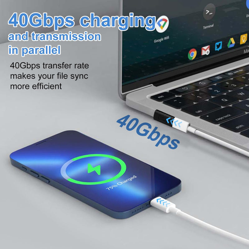 [Australia - AusPower] - YoungSelly 4 Pack USB C Adapter Connector, Supports Thunderbolt 4/3, USB4/3, PD 240W Fast Charging, 40Gb/s Data Transfer, 8K Video Output, Compatible with Most USB C Devices. (Elbow). 4 pack Elbow 