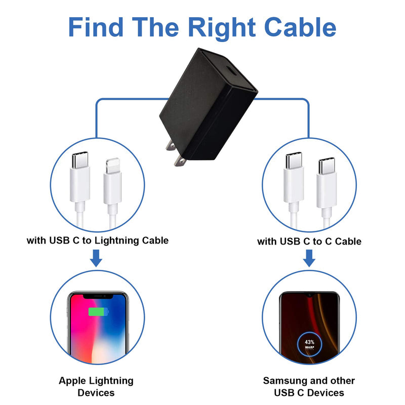 [Australia - AusPower] - USB C Charger Fast Charging Adapter, Fast Charger USB C Power Wall Adapter-Black Black 