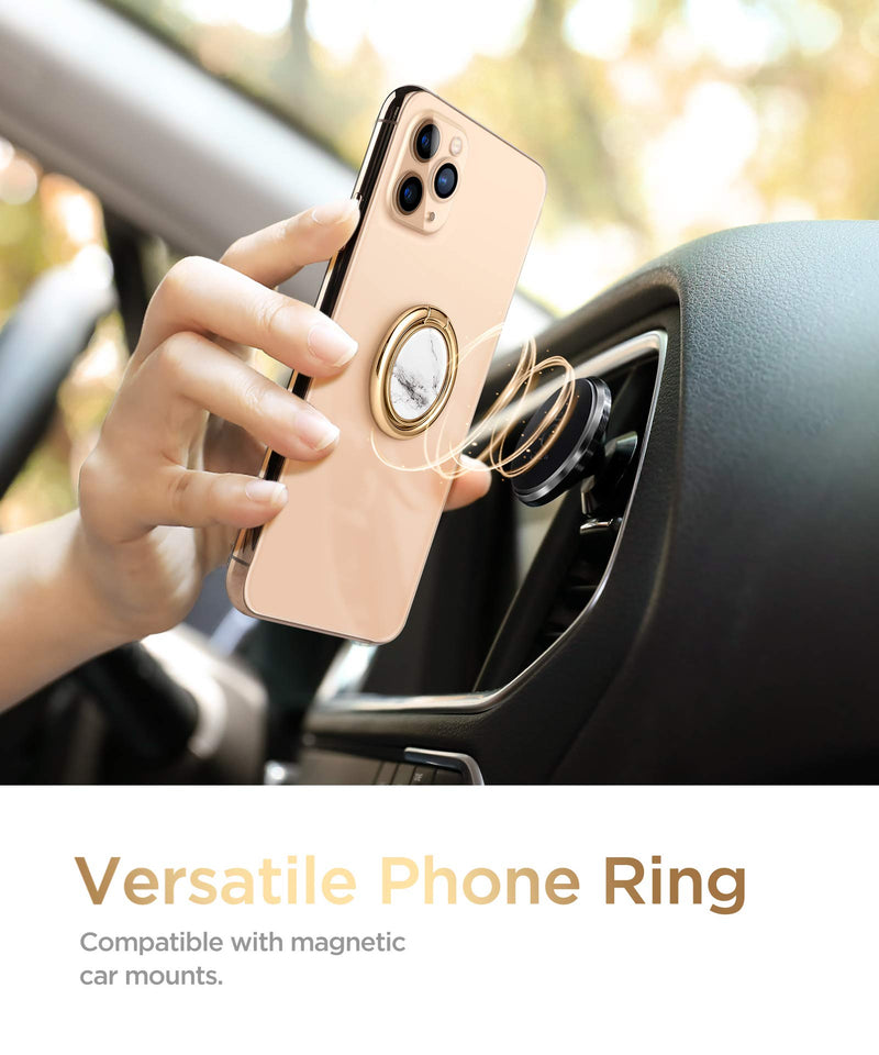 [Australia - AusPower] - GVIEWIN Marble Cell Phone Ring Holder, Metal Kickstand Grip for Magnetic Car Mount Compatible with iPhone 13 Pro Max/13 Pro/12 Pro Max/11 & Galaxy S22 Ultra/S22 and Other Smartphones(White/Gold) White/Gold 