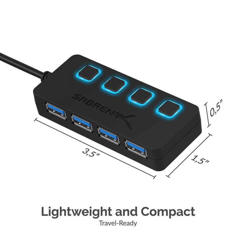 [Australia - AusPower] - Sabrent 4-Port USB 3.0 Hub with Individual LED Power Switches (HB-UM43) 