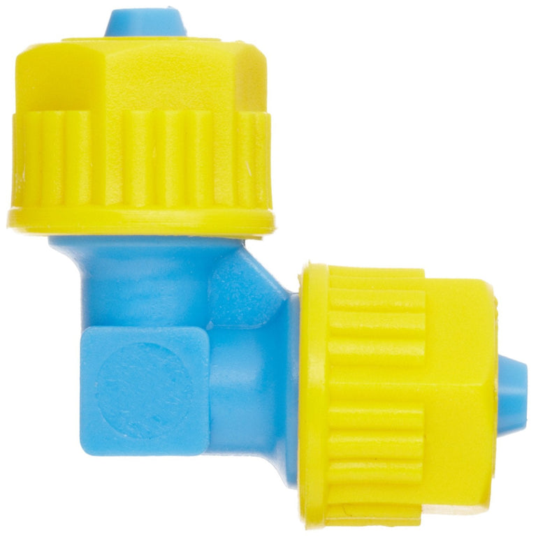 [Australia - AusPower] - Tefen Fiberglass Polypropylene Compression Tube Fitting, 90 Degree Elbow, Yellow/Blue, 1/4" Tube OD (Pack of 5) 0.25 Inch 