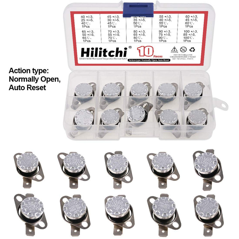 [Australia - AusPower] - Hilitchi KSD301 20Pcs NO and NC Thermostat Temperature Thermal Control Switch Auto Reset 40C to 135C Thermal Control Switch Assortment Kit with Bimetal Disc. for Household Electric Appliances 