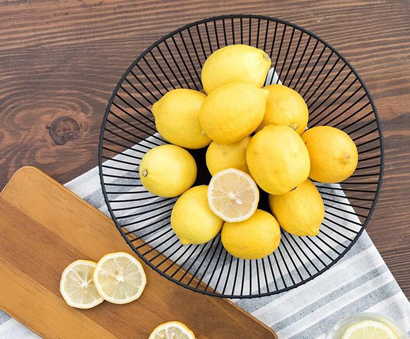 [Australia - AusPower] - Metal Wire Countertop Fruit Bowl Basket Holder for Kitchen | Black Modern Home Storage Decor Stand - 11 Inch (Round C) Round C 