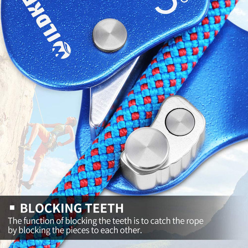 [Australia - AusPower] - Wildken Climbing Ascender Fall Protection Belay Device Climbing Rope Grip Clamp for Rock Climbing Mountaineering Tree Arborist Expedition Caving Rescue Aerial Work (Blue) 