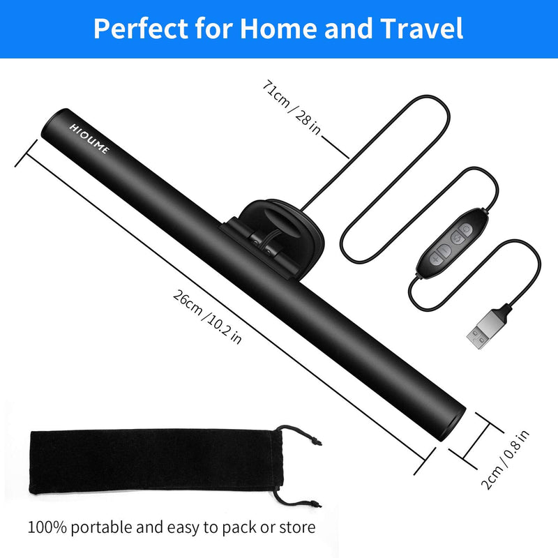 [Australia - AusPower] - HIOUME Laptop Monitor Light Bar, USB e-Reading LED Task Lamp, 3 Adjustable Color Temperature, 10 Dimming Brightness Levels, No Screen Glare, Space Saving, Eye Health Care, Portable for Travel 