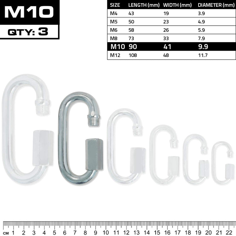 [Australia - AusPower] - Meister Quick Link Screwlock Carabiners - Galvanized Steel w/Threaded Hex Connector 