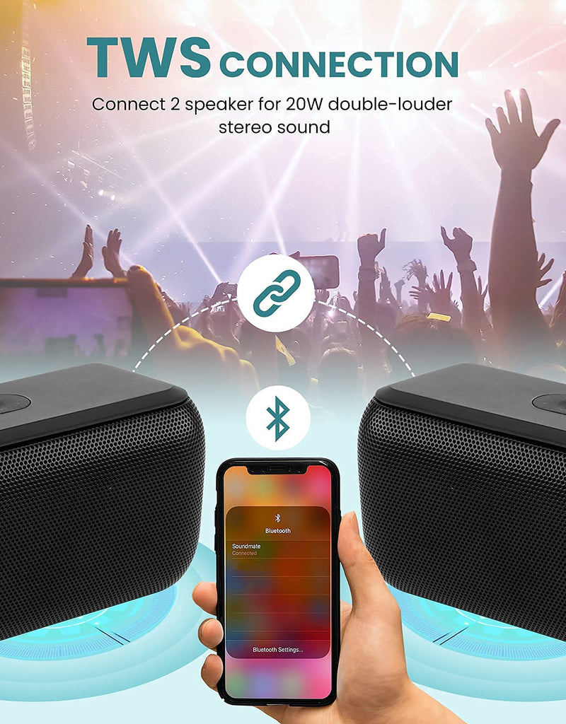 [Australia - AusPower] - LENRUE Bluetooth Speaker,Wireless Portable Speakers with TWS, 12H Playtime,Clear Sound for Home,Travel and Outdoor,Handfree Calls Compatible with for iPhone Samsung Android and More Matte Black 