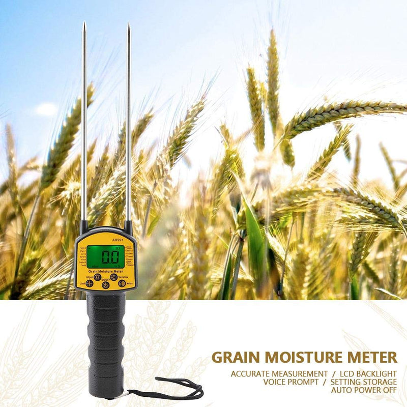 [Australia - AusPower] - Digital Multifunctional LCD Grain Moisture Meter Water Content Analyzer Smart Sensor Use Probe Humidity Tester for Wheat Corn Rice Bean Peanut Soybean(No Batteries Included) 