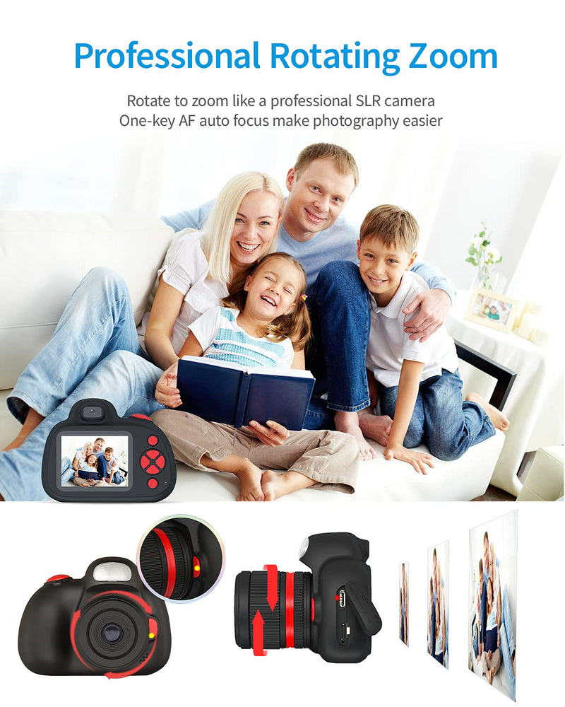 [Australia - AusPower] - MOREXIMI Kids Camera,Digital Camera for Kids 3-8 Year Old,Birthday, Toys for Girls Boys,2.4 inch IPS Screen,Video Camcorder with Flash,32G SD Card Included,Perfect Small Size(Black) Black 