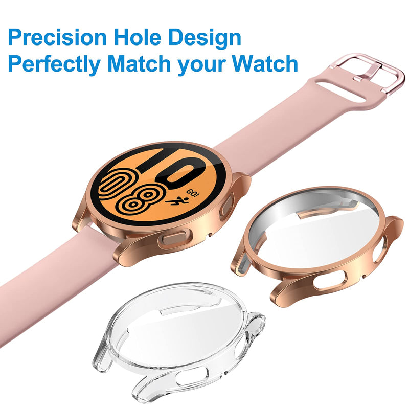 [Australia - AusPower] - CAVN 2-Pack Screen Protector Cases Compatible with Samsung Galaxy Watch 4 40mm 44mm Case, Soft TPU Plated Case Full Coverage Bumper Cover for Galaxy Watch 4 Smartwatch (Rose Gold + Clear, 40mm) Rose Gold/Clear 