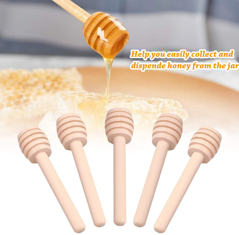 [Australia - AusPower] - Premium 50-Pack 3 Inch Mini Wooden Honey Dipper Stick, Individually Wrapped,Pefect for Wedding Shower Party Favors Honey Jar spoon or Honey Wands mini 50PACK 