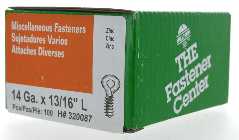 [Australia - AusPower] - The Hillman Group 320087 .080 x 13/16" Zinc-Plated Small Screw Eye 100-Pack 0.080 Inch x 13/16 Inch 