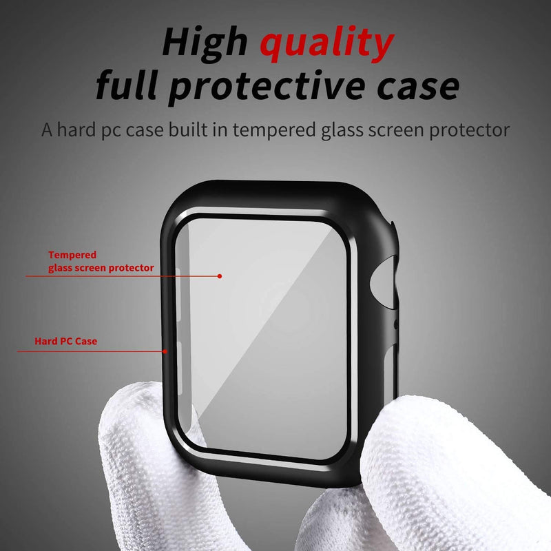 [Australia - AusPower] - Smiling 3 Pack Case Compatible with Apple Watch Series 6/SE/Series 5/Series 4 44mm with Built in Tempered Glass Screen Protector- All Around Hard PC Case Overall Protective Cover(Clear/Black/Sliver) sliver&black&clear 