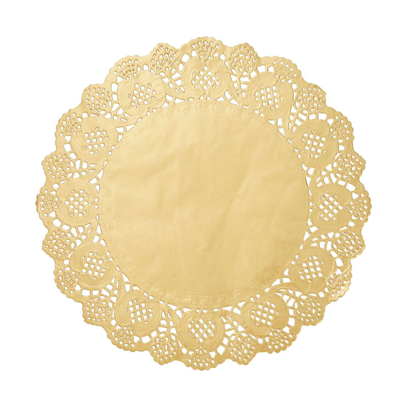 [Australia - AusPower] - 60 Pack Round Gold Paper Doilies, Lace Placemats for Cakes, Desserts, and Baked Treats (12 Inches) 