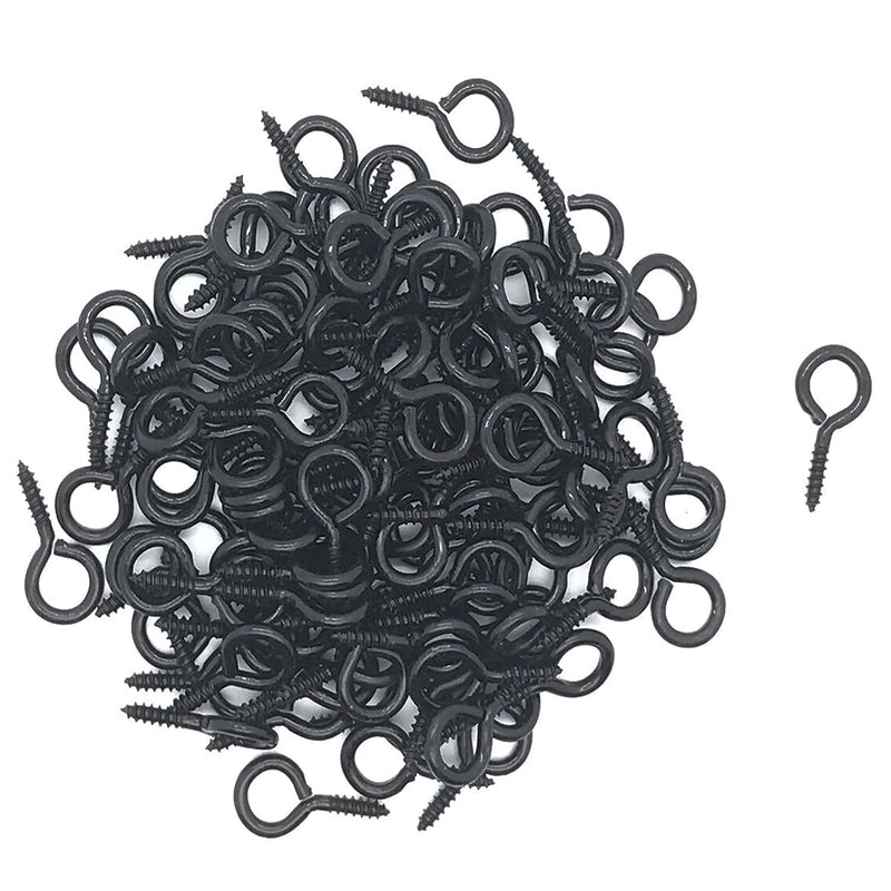 [Australia - AusPower] - Screw Eyes, 1 Inch Metal Eye Hook, Zinc Plated Self Tapping Screw Hooks Ring, Eyelet Screws Black 120 Pcs 