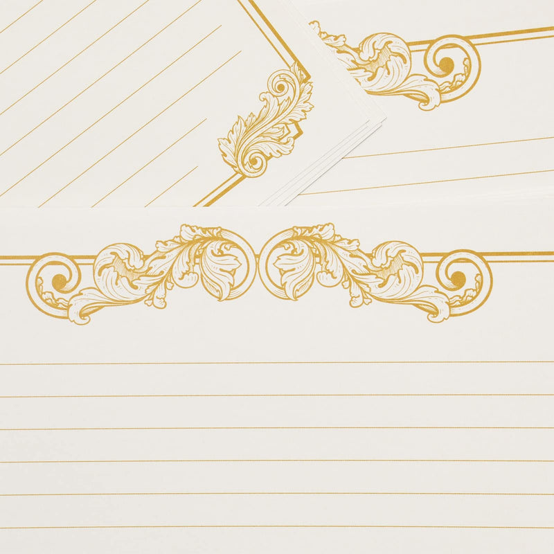[Australia - AusPower] - 60 Sheets Vintage Stationery Paper and Envelopes Letter Set, Gold Border (7.25 x 10.2 In) 