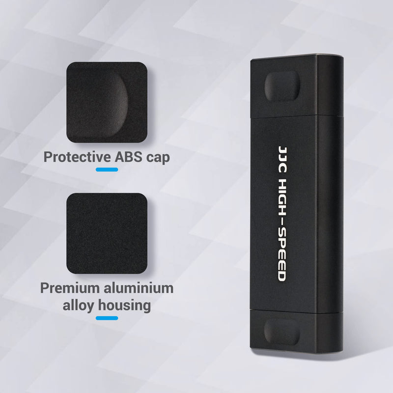 [Australia - AusPower] - JJC UHS-II SD Micro SD Card Reader, 3-in-1 USB 3.1 USB-C Type-C 3.1 Micro USB 2.0 Connection Port, High Transfer Speed up to 312MB/s, Compatible with Computer, Laptop, OTG Enable Phone and Tablet USB 3.1 UHS-II Black 