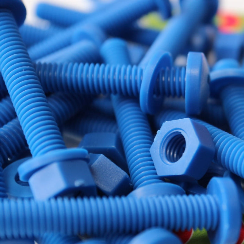 [Australia - AusPower] - 20 x Blue Pan Head Screws Polypropylene (PP) Plastic Nuts and Bolts, Washers, M6 x 40mm, 15/64" x 1-37/64 