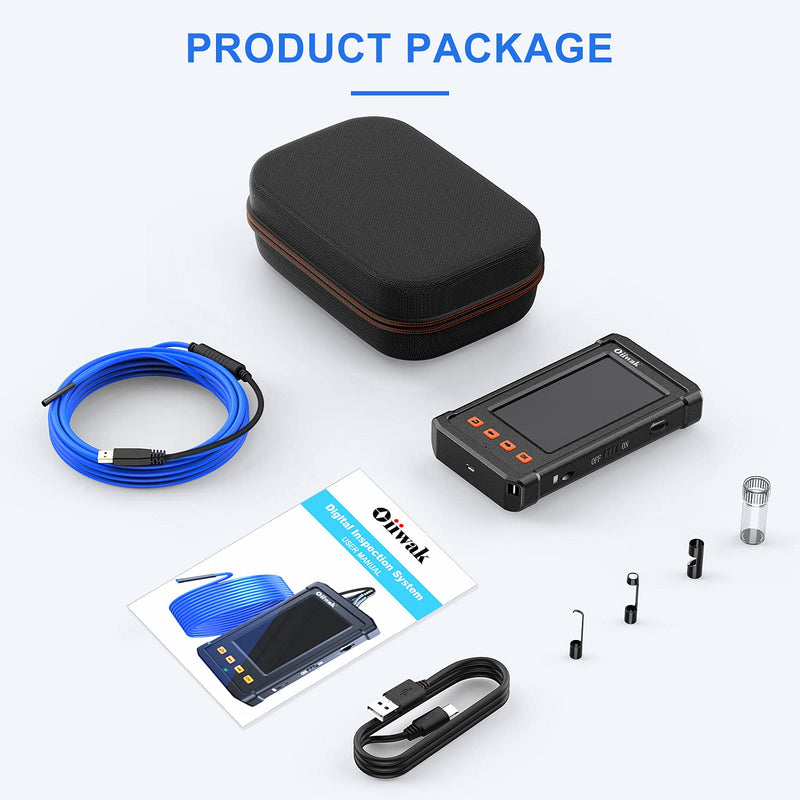 [Australia - AusPower] - Oiiwak Industrial Endoscope Camera 5.5mm Waterproof Drain Snake Camera 1080P HD Digital Borescope Inspection Camera 4.3" Screen Automotive Plumbing Sewer Wall Camera with Light, Tool Box, 11.5FT Cable 