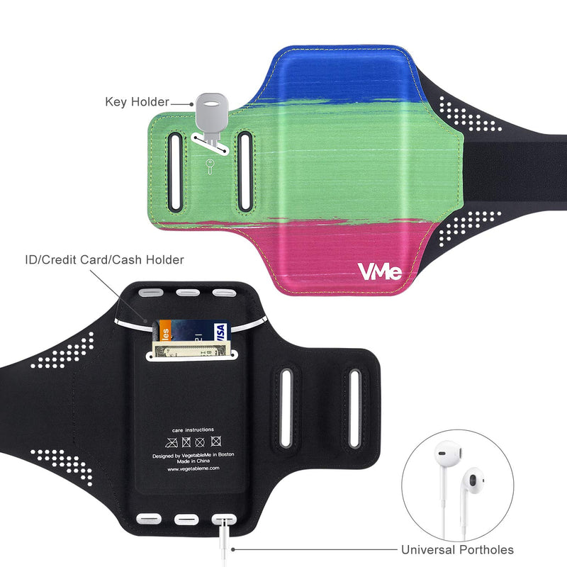 [Australia - AusPower] - VMe Abstract and Fun Design Running Armband for iPhone X, Xs, Xr, 8, 7, 6, Galaxy S9, S8, S7, S10 with Adjustable Band & Key/Card Slot … (Multicolor) Multicolor 
