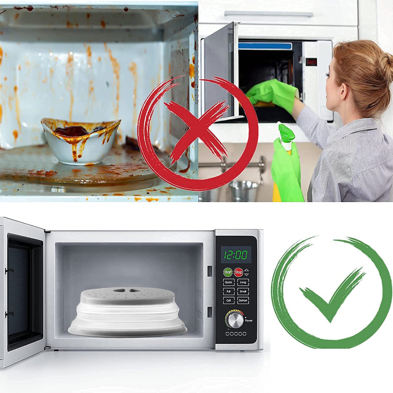 [Australia - AusPower] - Collapsible Microwave Splatter Cover Microwave Cover for Food Fruit Drainer Basket,BPA-Free Dishwasher Safe 10.5 inch (GREY) Grey 