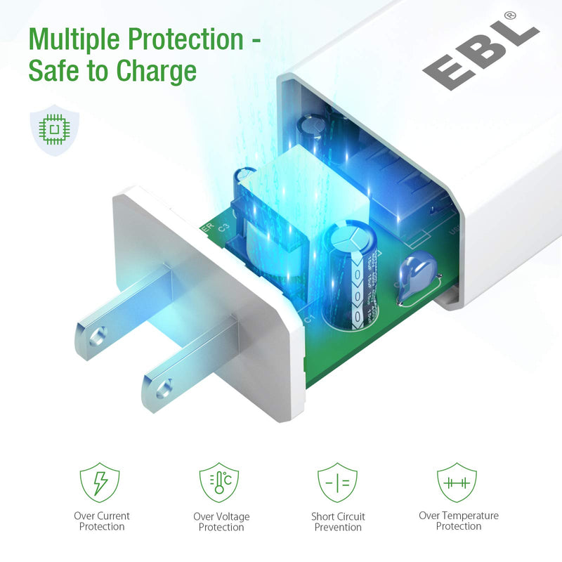 [Australia - AusPower] - EBL USB Wall Charger, 5V 2.1A Charger Adapter(Model: M5129) for EBL Charger Power Supply (Model: C9008 C9010N 6828 FY-408 FY-409 6201) and iPhone, Galaxy, HTC, LG, Table, Motorola and More 