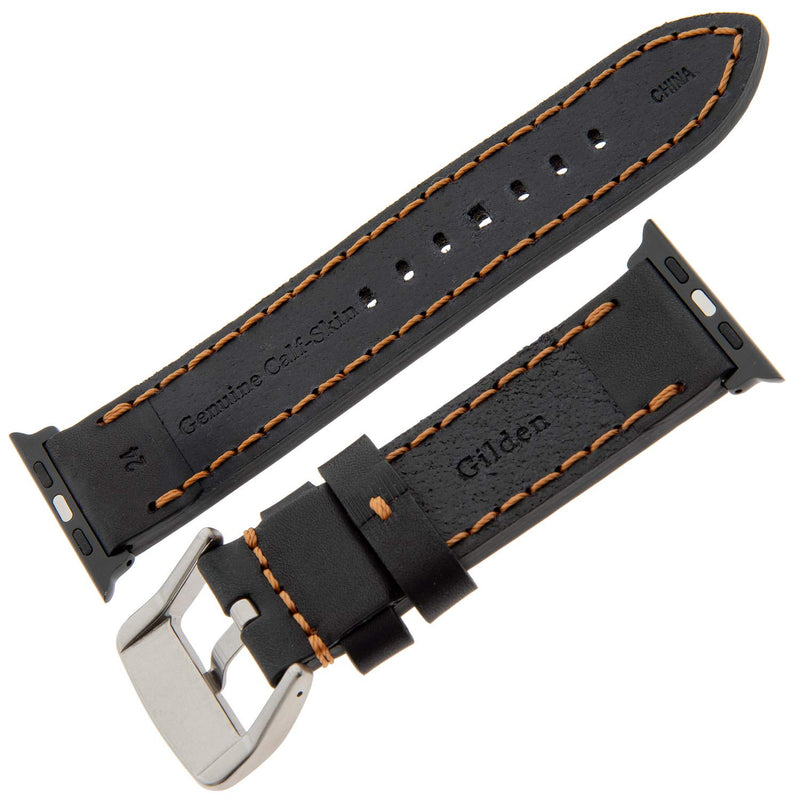[Australia - AusPower] - Gilden Sport Calfskin Leather Watch Strap TS62-SMART, fits Apple Apple Watch Fits 42mm/44mm Apple Watch Black 