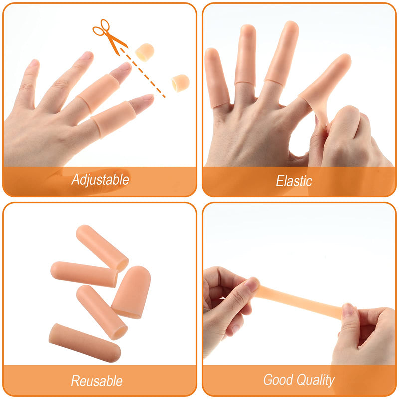 [Australia - AusPower] - 50 Pieces Gel Finger Cots Gel Finger Support Protector Gloves Gel Finger Cover Caps Silicone Finger Sleeves, 40 Pieces Long, 10 Pieces Short (Beige) Beige 