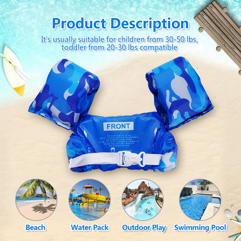 [Australia - AusPower] - AmazeFan Kids Swim Life Jacket Vest for Swimming Pool, Swim Aid Floats with Waterproof Phone Pouch and Storage Bag,Suitable for 30-50 lbs Infant/Baby/Toddler/Children/Sea/Beach 