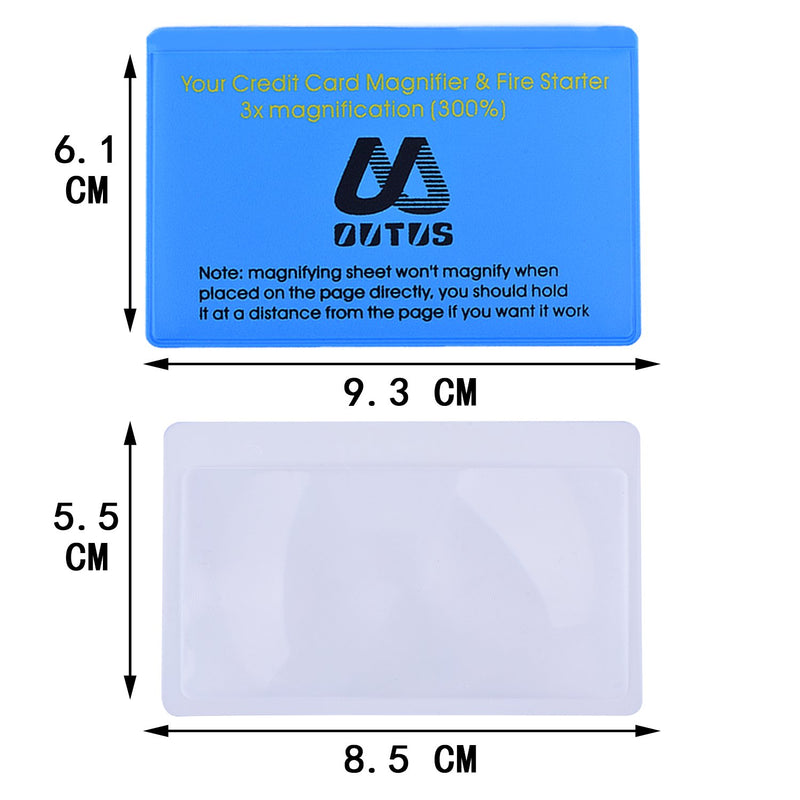 [Australia - AusPower] - Outus 4 Pack Plastic Reading Magnifier Lens Credit Card Size Magnifier Wallet Pocket Lens Firestarter (300% Magnifier Lens) 