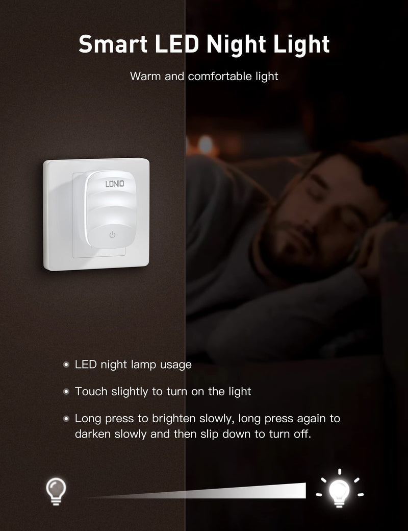 [Australia - AusPower] - USB C Wall Charger with Night Light, LDNIO Dual-Port Charger Block, PD 20W Wall Plug & QC 18W Fast Charger Compatible with iPhone iPad Samsung Galaxy Smart Phone Kindle Tablet Earbuds and More 
