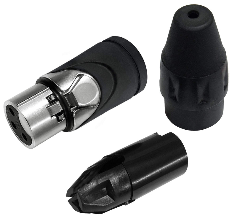 [Australia - AusPower] - 3 Units - 1 Foot - Canare L-4E6S, Star Quad Balanced Male to Female Microphone Cables with Amphenol AX3M & AX3F Silver XLR Connectors - Custom Made by WORLDS BEST CABLES 