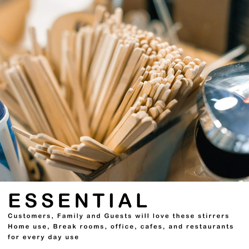 [Australia - AusPower] - HLSN Disposable Wooden Coffee Tea Beverage Stir sticks，5.5 Inches 500PCS Individually Wrapped Natural Birch Degradable Food Grade Certification 