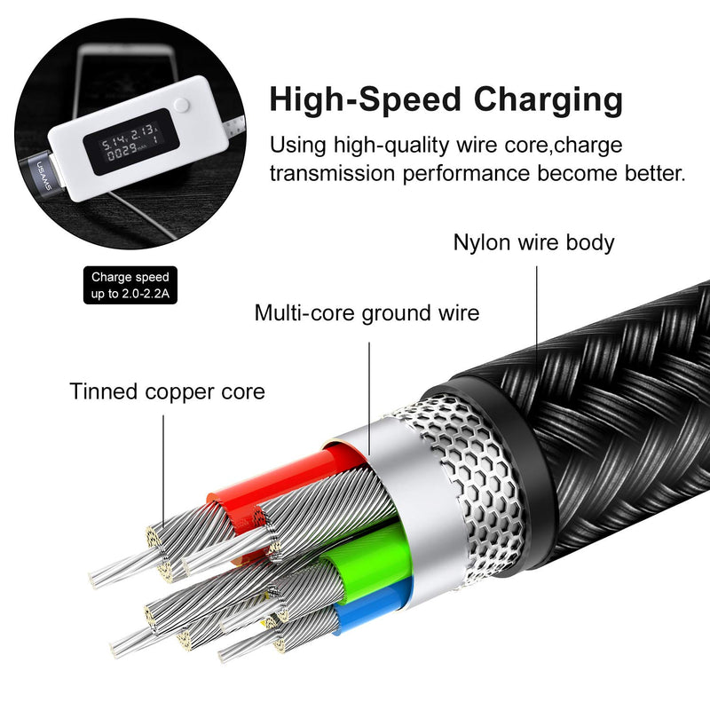 [Australia - AusPower] - Multi Charging Cable MJEMS Spring 2Pack 5FT 4 in 1 Nylon Braided Multiple USB Fast Charging Cord Adapter Type C Micro USB Port Connectors Compatible Cell Phones Tablets and More 