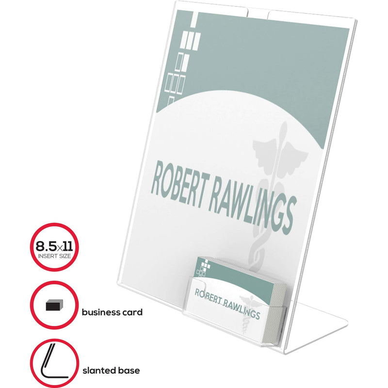 [Australia - AusPower] - Deflecto Superior Image Slanted Sign Holder with Business Card Holder, Clear, 8-1/2” x 11” (590601) 