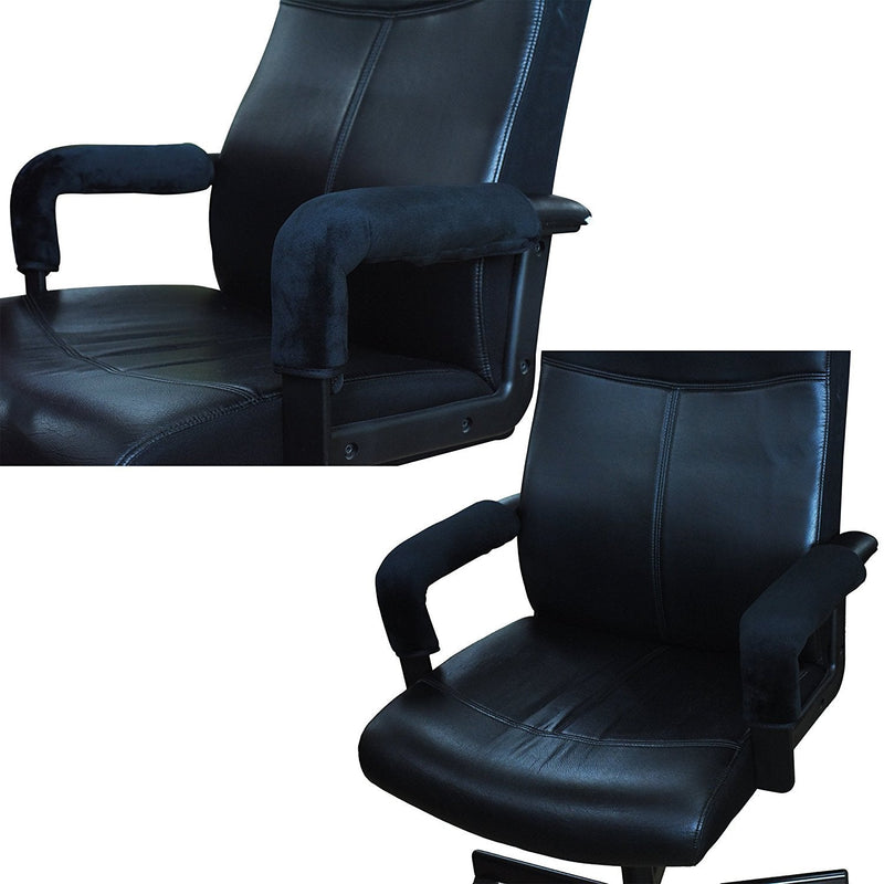 [Australia - AusPower] - Wanty 2 Pieces Home Office Polyester Removable Durable Machine Washable Office Chair Armrest Slipcovers Covers Protect Armrests (Black) Black 