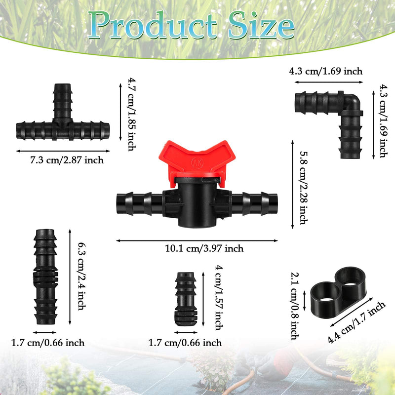 [Australia - AusPower] - 42 Pieces Drip Irrigation Fittings Kit 1/2 Inch Tubing Set Include 2 Switch Valves, 8 Pieces Couplings, 8 Pieces Tees, 8 Pieces Elbows, 8 Pieces End Closures, 8 End Cap for Drip Sprinkler Systems 42 