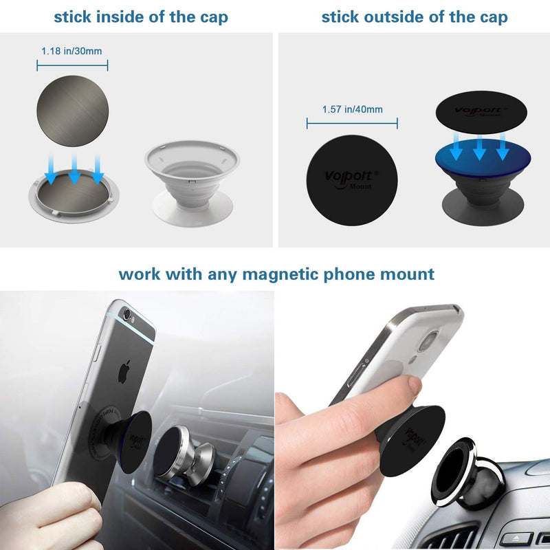 [Australia - AusPower] - VOLPORT Mount Metal Plates Replacement 6pcs for Magnetic Phone Magnet Car Mount, Phone 3M Strong MagicPlate Metal Disc Sticker Adhesive Round for Magnet Cell Phone Holder Grip(Pops Stand Not Included) 
