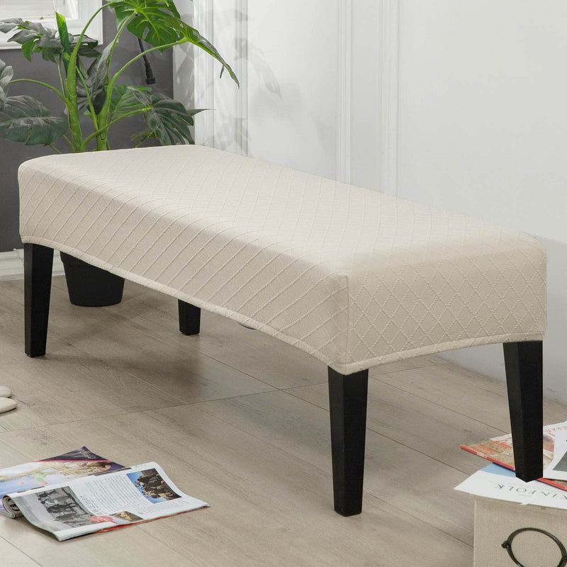 [Australia - AusPower] - SearchI Dining Room Bench Slipcovers Stretch Jacquard Bench Protector Kitchen Bench Covers Super Fit Removable Washable Spandex Bench Covers for Dining Room, Wedding, Hotel, Party Beige 